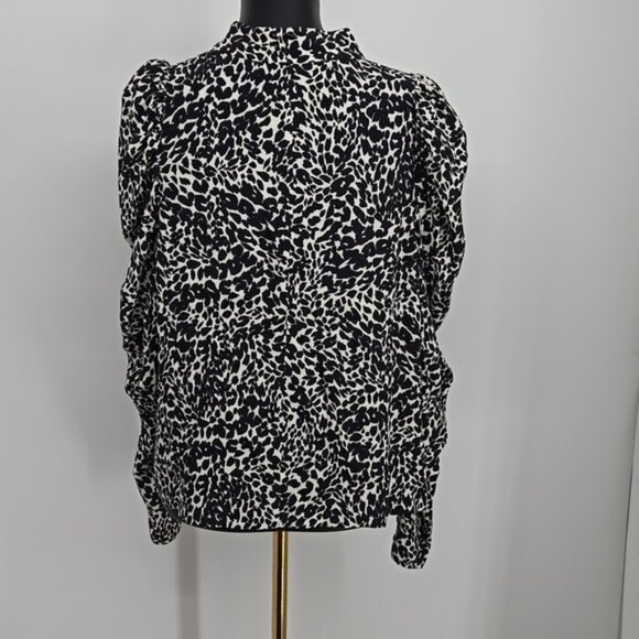 Zara Animal Print Long Sleeve Lightweight Black and White Women's Top Size XL - Picture 10 of 15